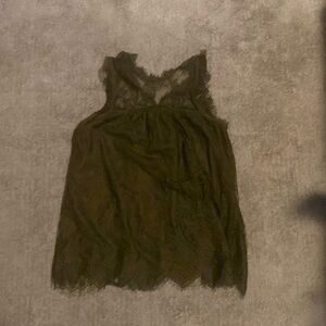 Lace Dark Green Tank Blouse